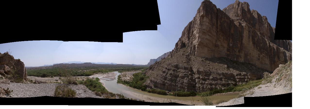 a panoramic view of the mouth of the canyon